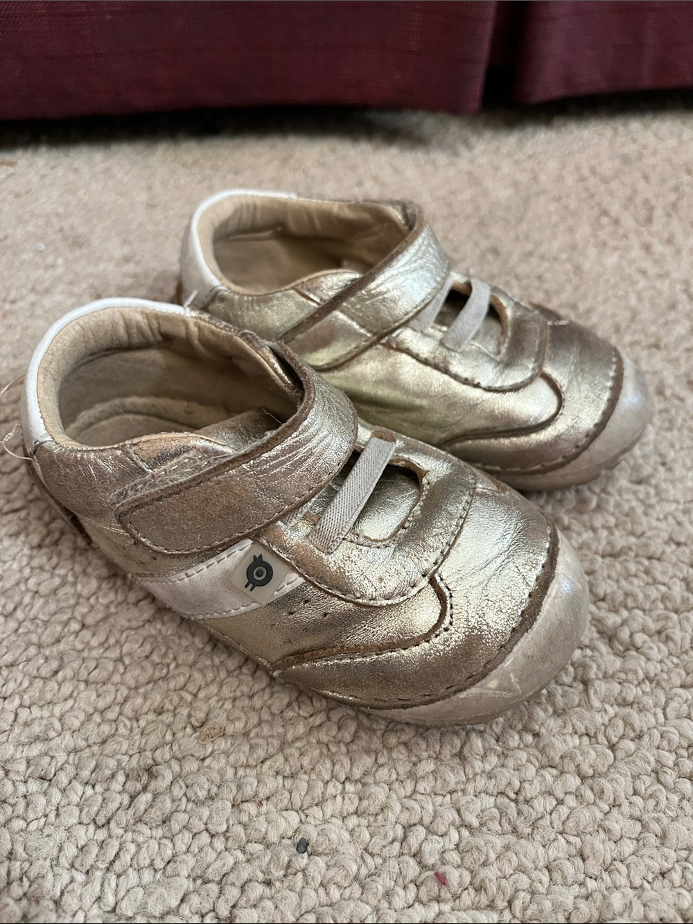 Old Soles Metallic Gold Kids Sneakers with Hook-and-Loop Strap